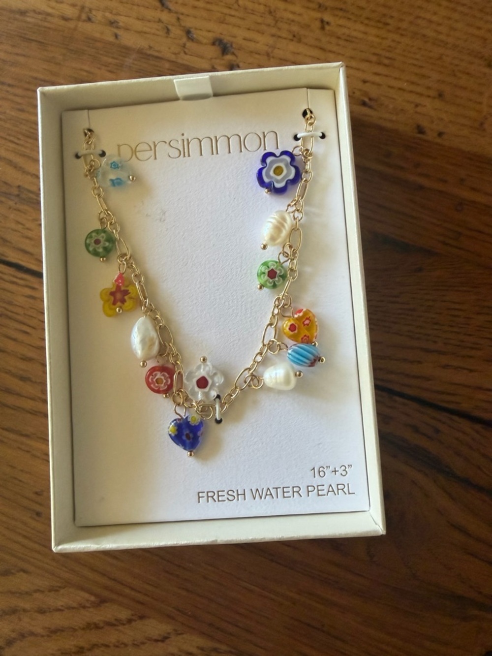 Persimmon Multicolor Freshwater Pearl Flower Charm Necklace
